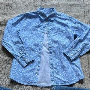 Blue and White Casual Button Down Shirt